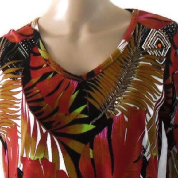 Vera Land Multi Color Beaded Top - Picture 3 of 6